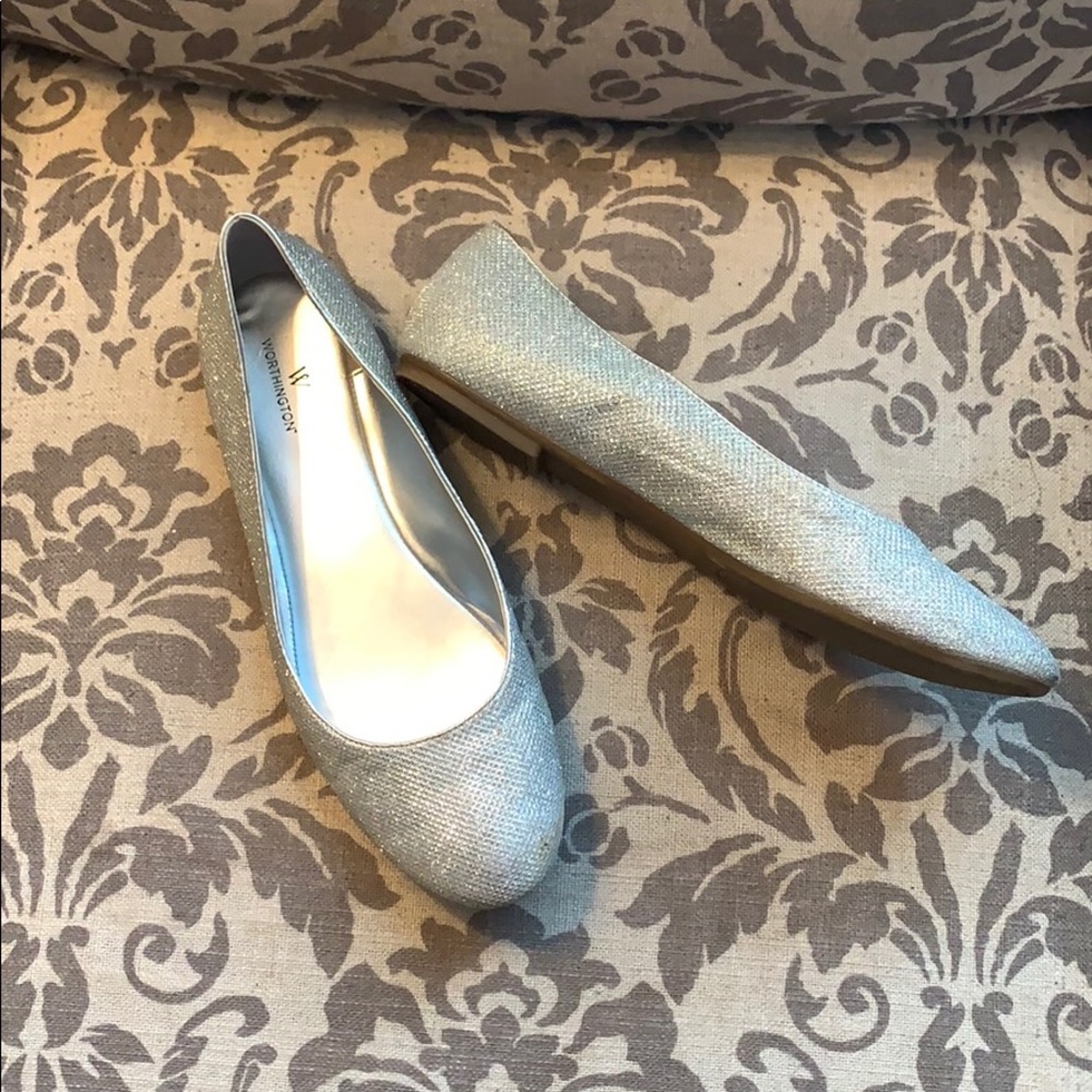 Silver sparkly flats